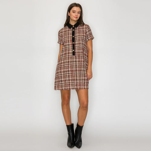Burgundy Plaid Dress