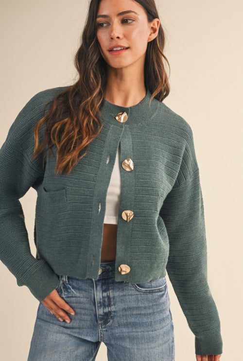Teal Sculpted Cardigan