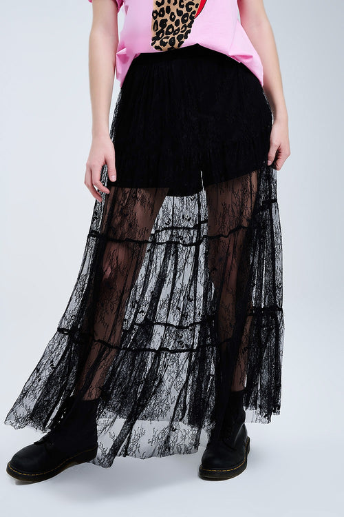 Black Maxi Lace Skirt